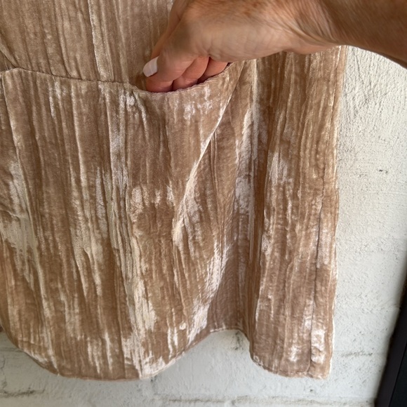 Anthropologie Floreat Champagne Crinkled Velvet Tunic Shift Dress Size XS - Picture 8 of 15